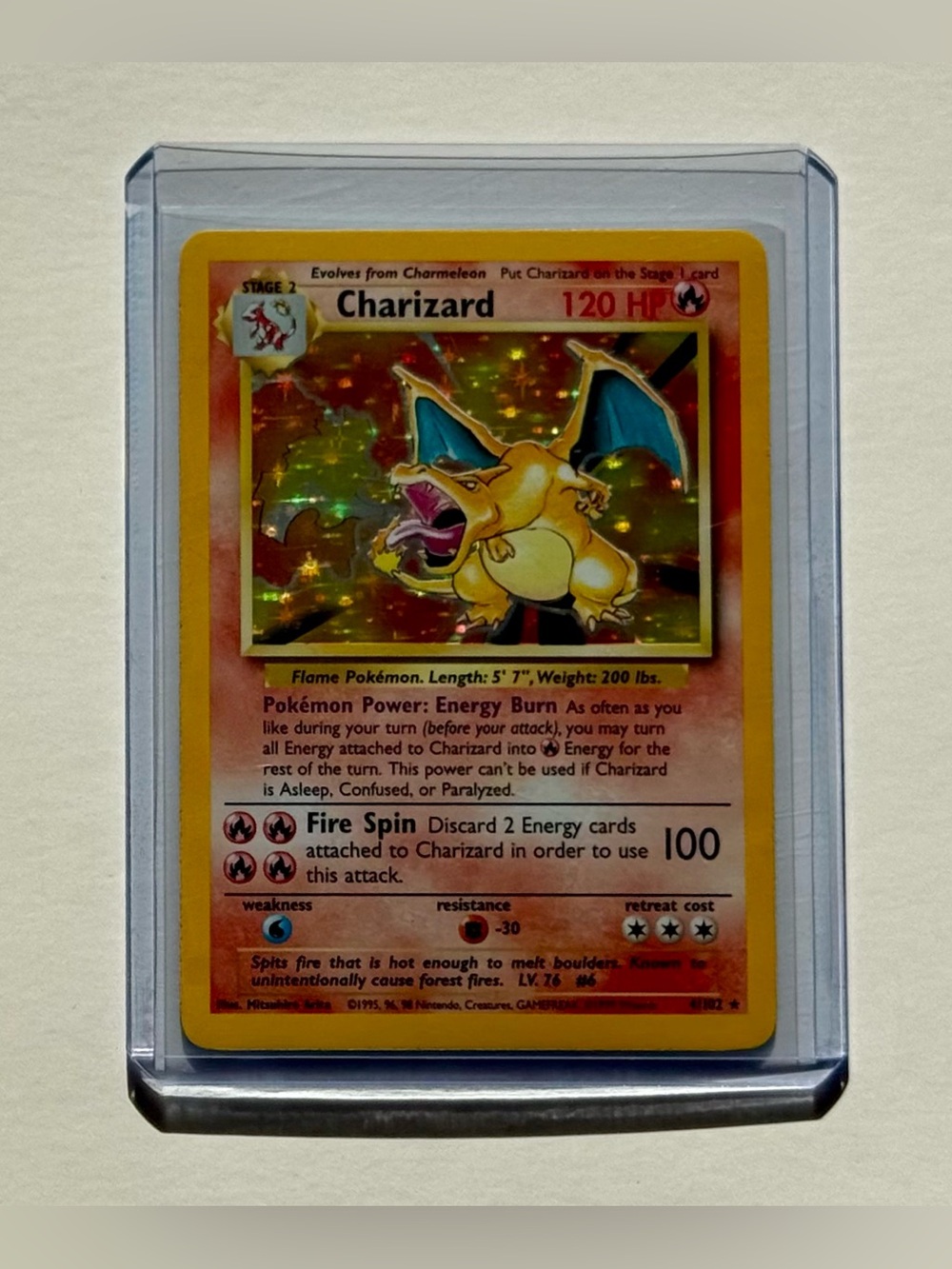 Original Rare 1999 POKEMON WoTC BASE SET UNLIMITED # 4/102 CHARIZARD HOL